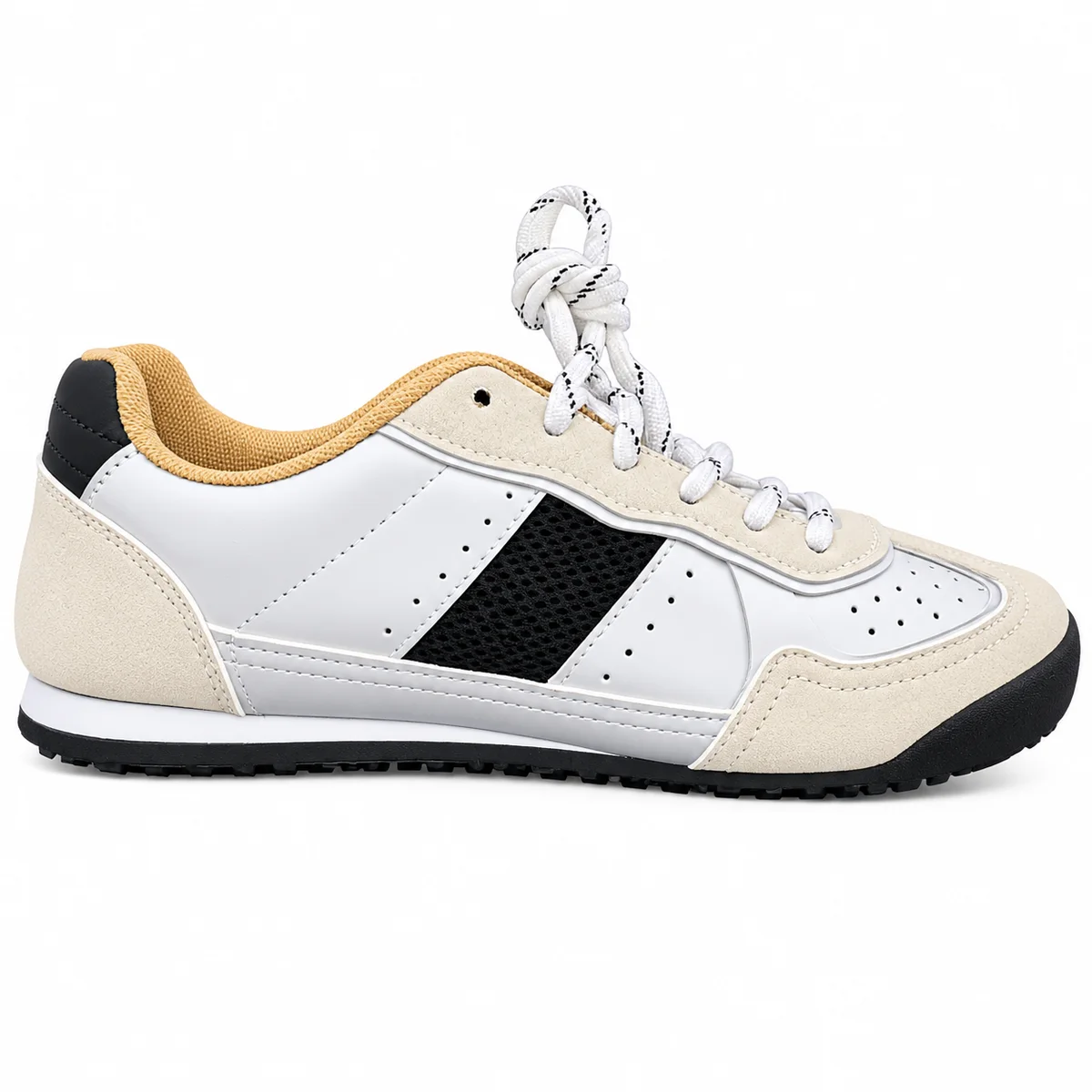 Cream and Black Retro Sneaker